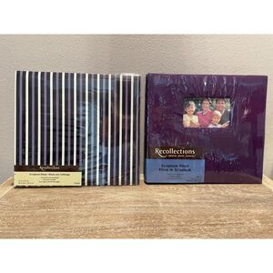 Bundle of Two Recollections Scrapbook Post Bound Refillable Albums Purple/Stripe